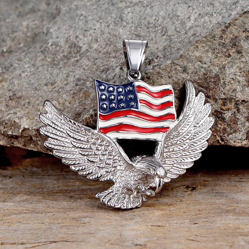 American Flag Eagle Pendant in Stainless Steel