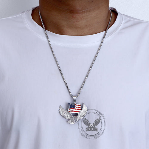 American Flag Eagle Pendant in Stainless Steel