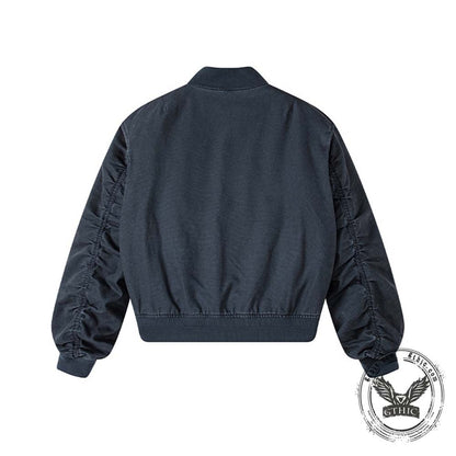 American Loose Solid Color Dropped Shoulders Jacket