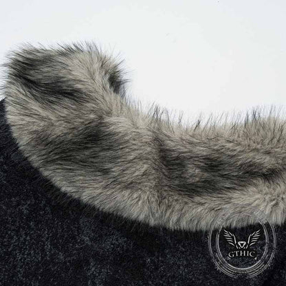 American Retro Detachable Fur Collar Pullover Sweater