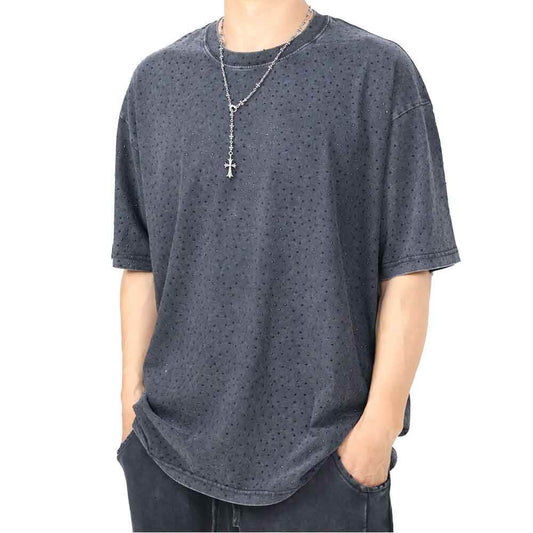American Retro Rhinestone Distressed Loose T-Shirt