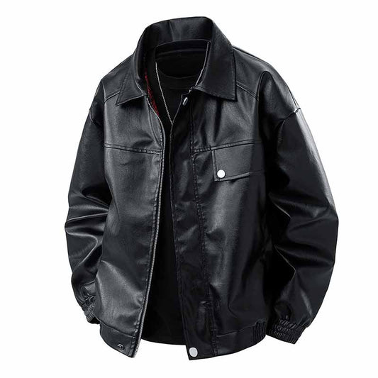 American Street PU Leather Loose Motorcycle Jacket