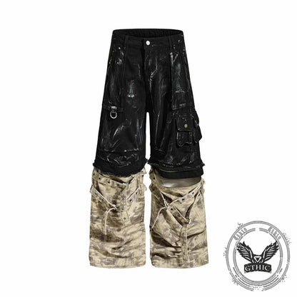 American Wasteland-Style Faux Two-Piece Cargo Pants