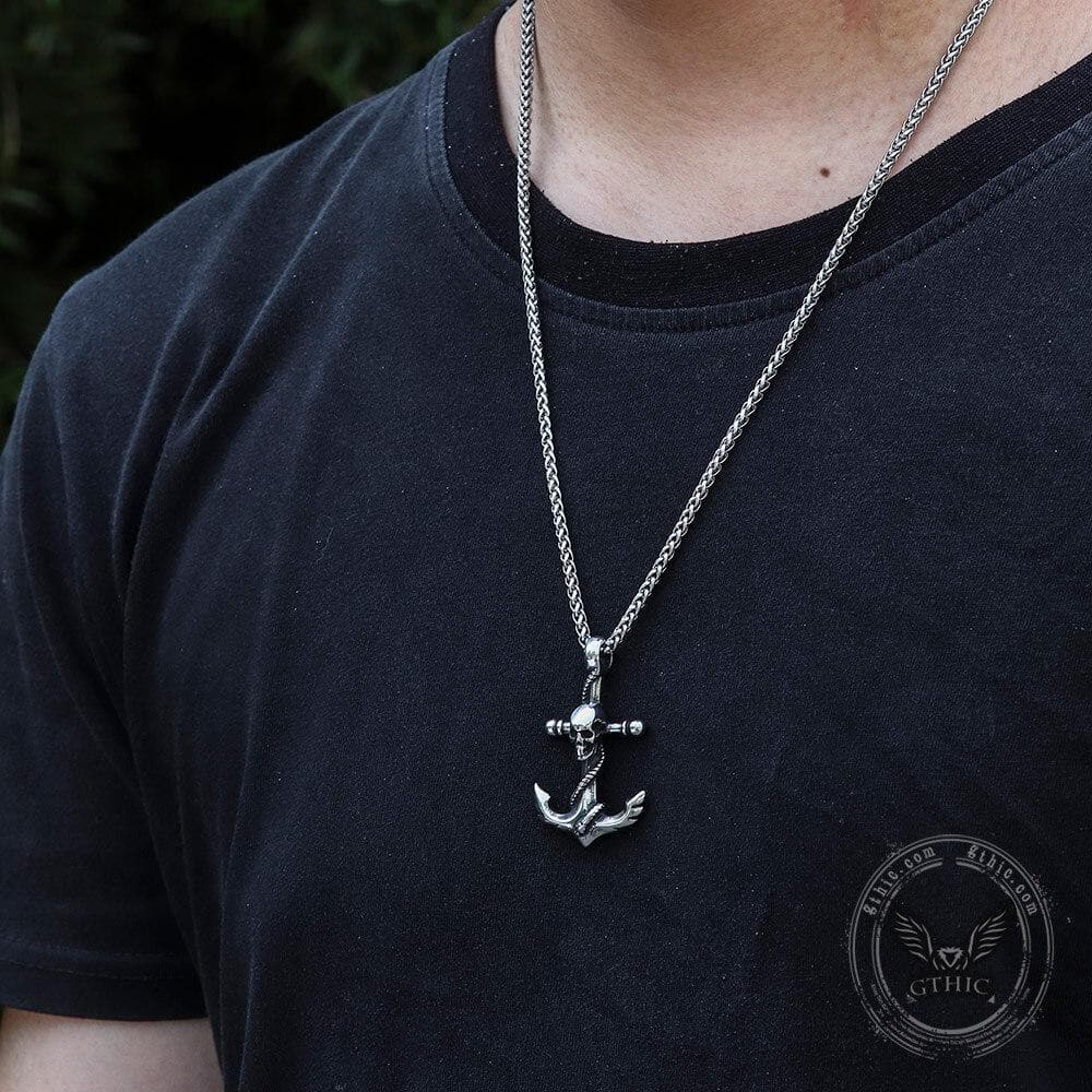 Anchor Skull Pendant in Stainless Steel