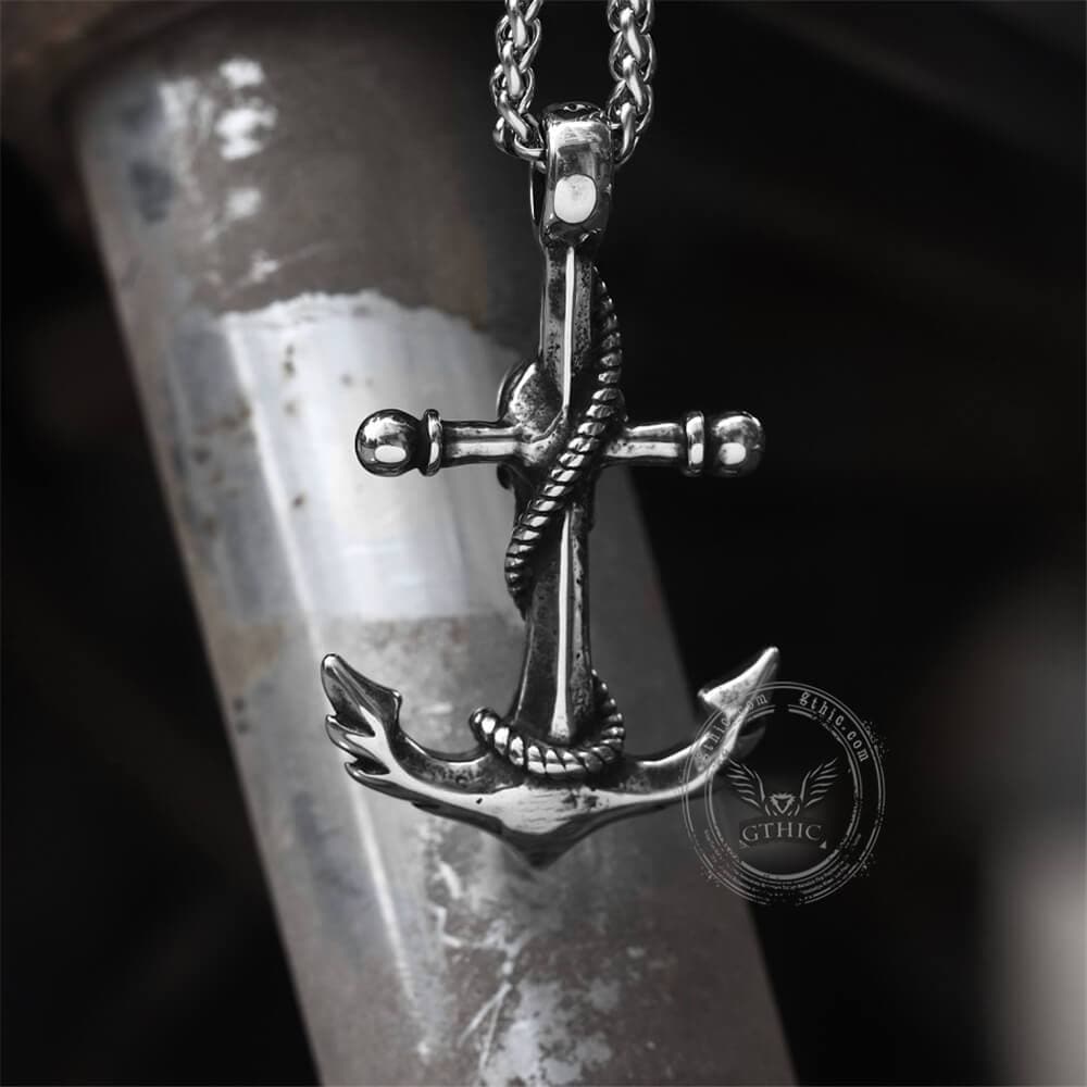 Anchor Skull Pendant in Stainless Steel