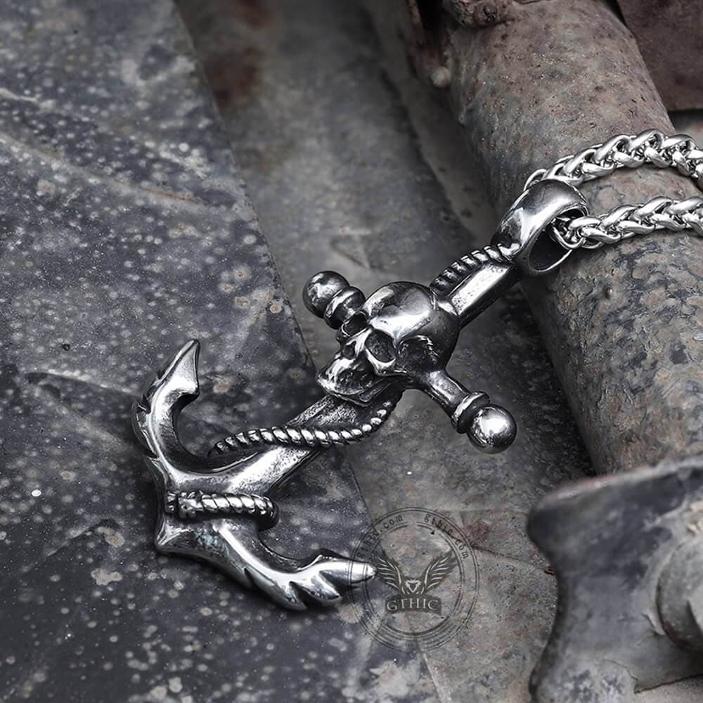 Anchor Skull Pendant in Stainless Steel