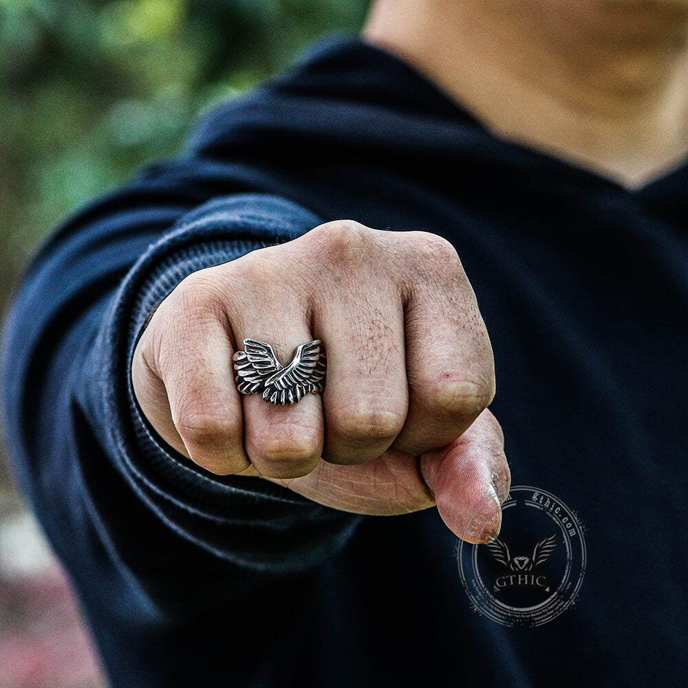 Angel Wing Beast Ring in Stainless Steel