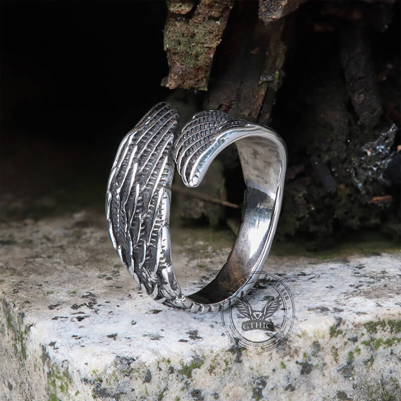 Angel Wing Ring in Stainless Steel