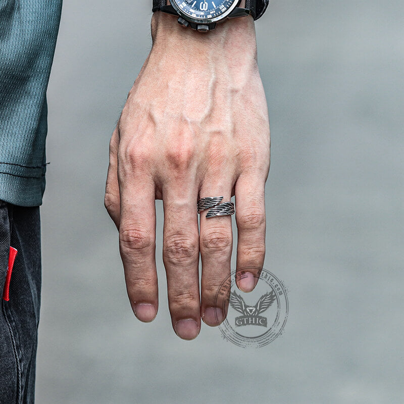 Angel Wing Ring in Stainless Steel