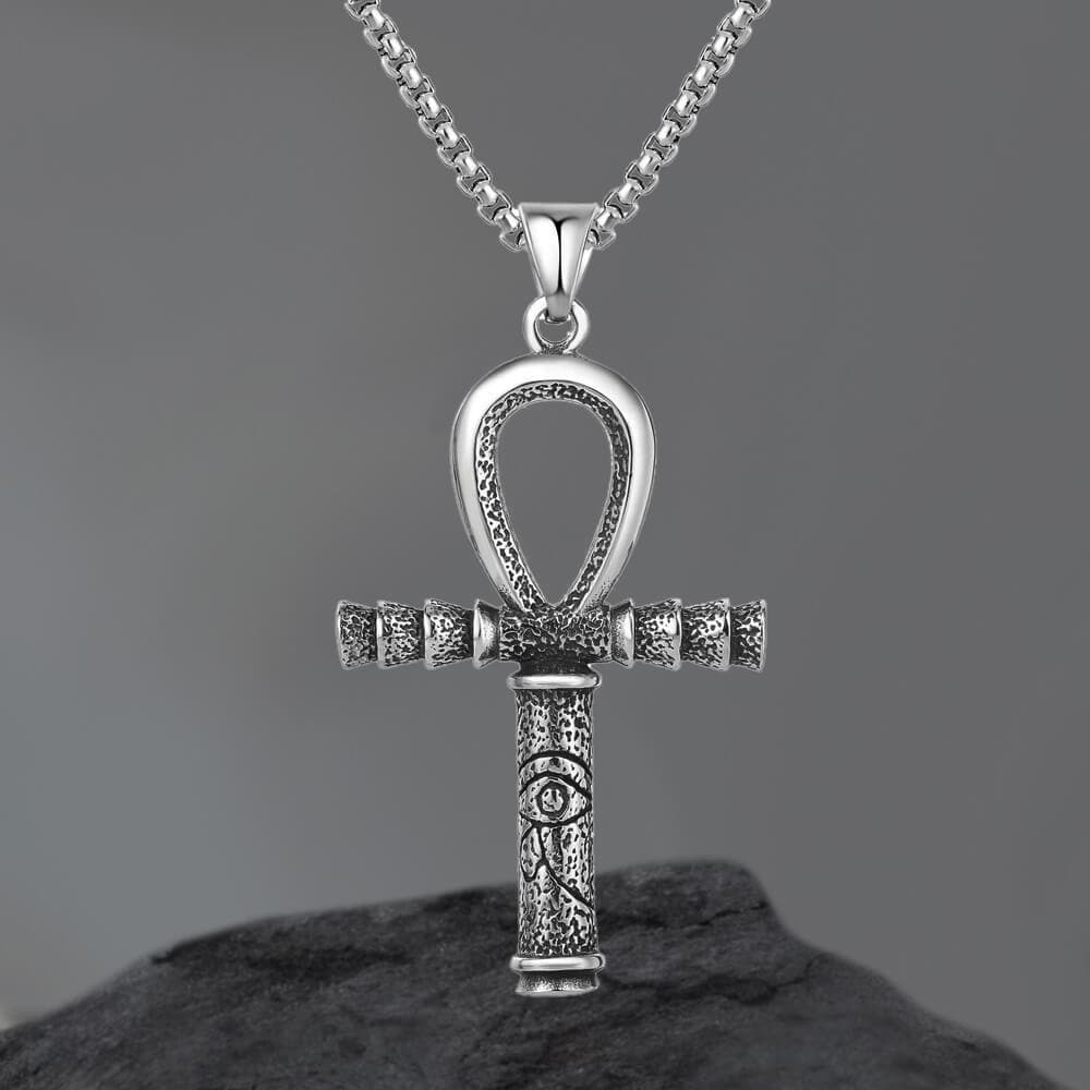Ankh Eye of Horus Pendant in Stainless Steel