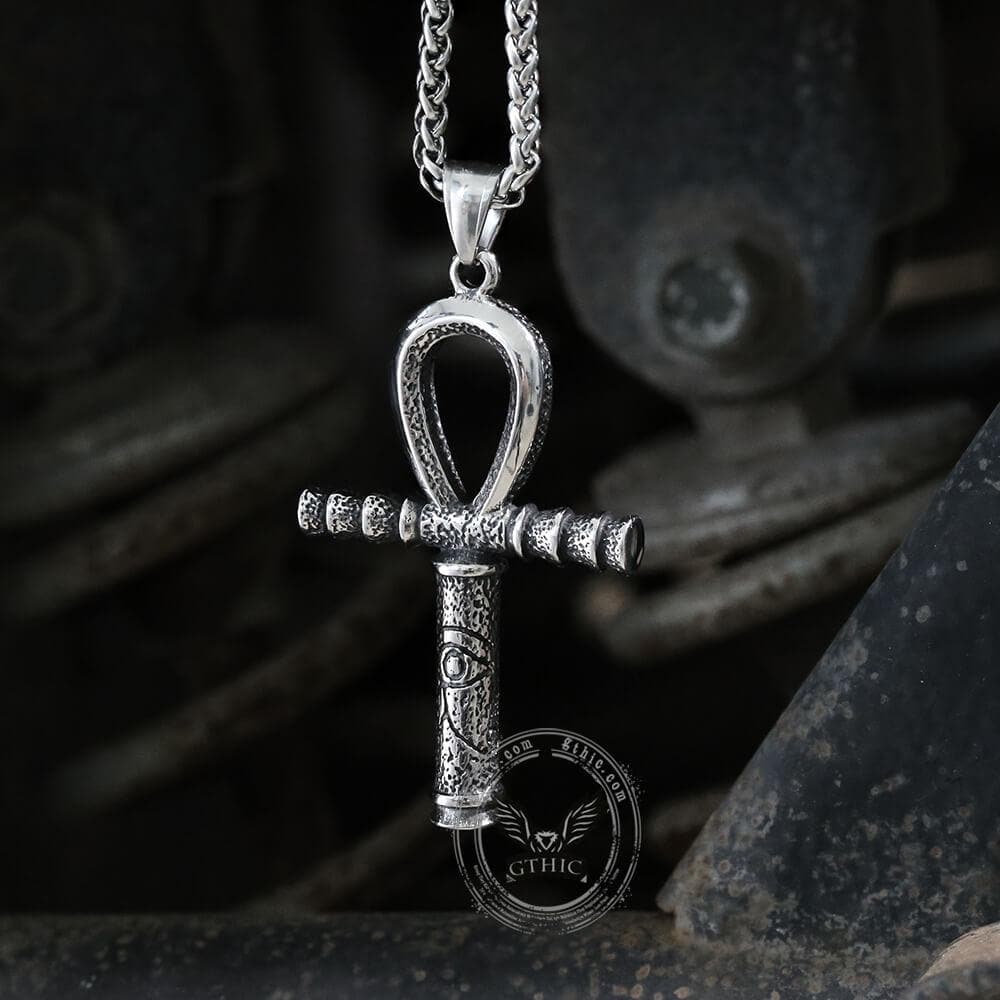 Ankh Eye of Horus Pendant in Stainless Steel