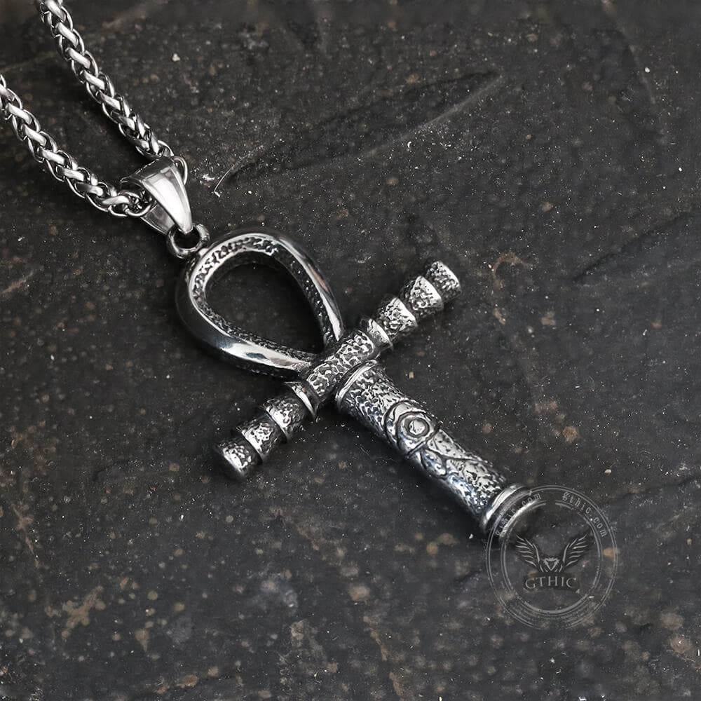 Ankh Eye of Horus Pendant in Stainless Steel
