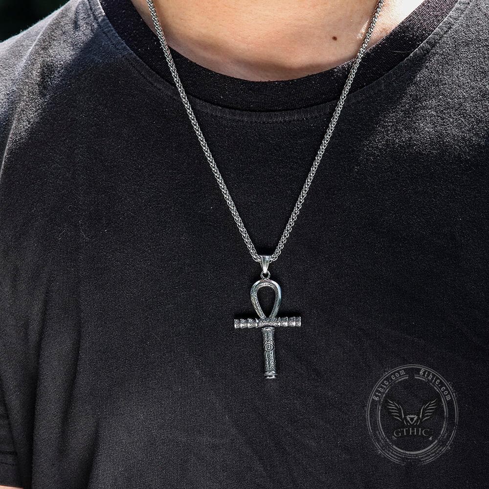 Ankh Eye of Horus Pendant in Stainless Steel