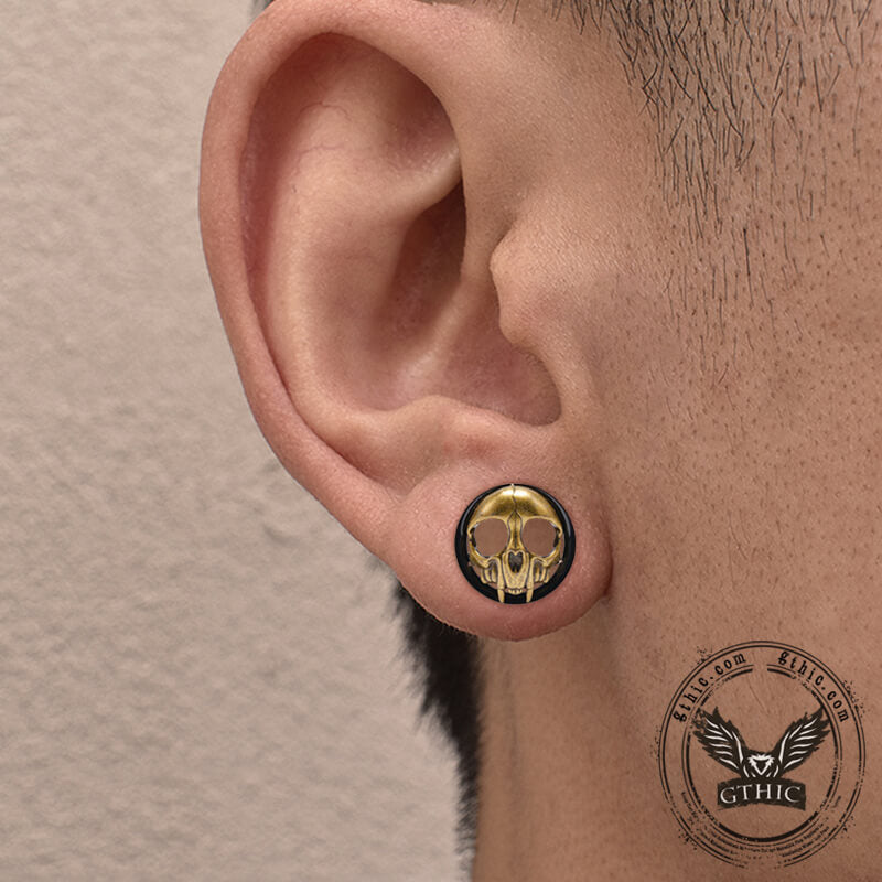 Antique Gold Skull Stainless Steel Ear Gauges