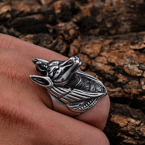 Anubis Egyptian Mythology Ring in Stainless Steel