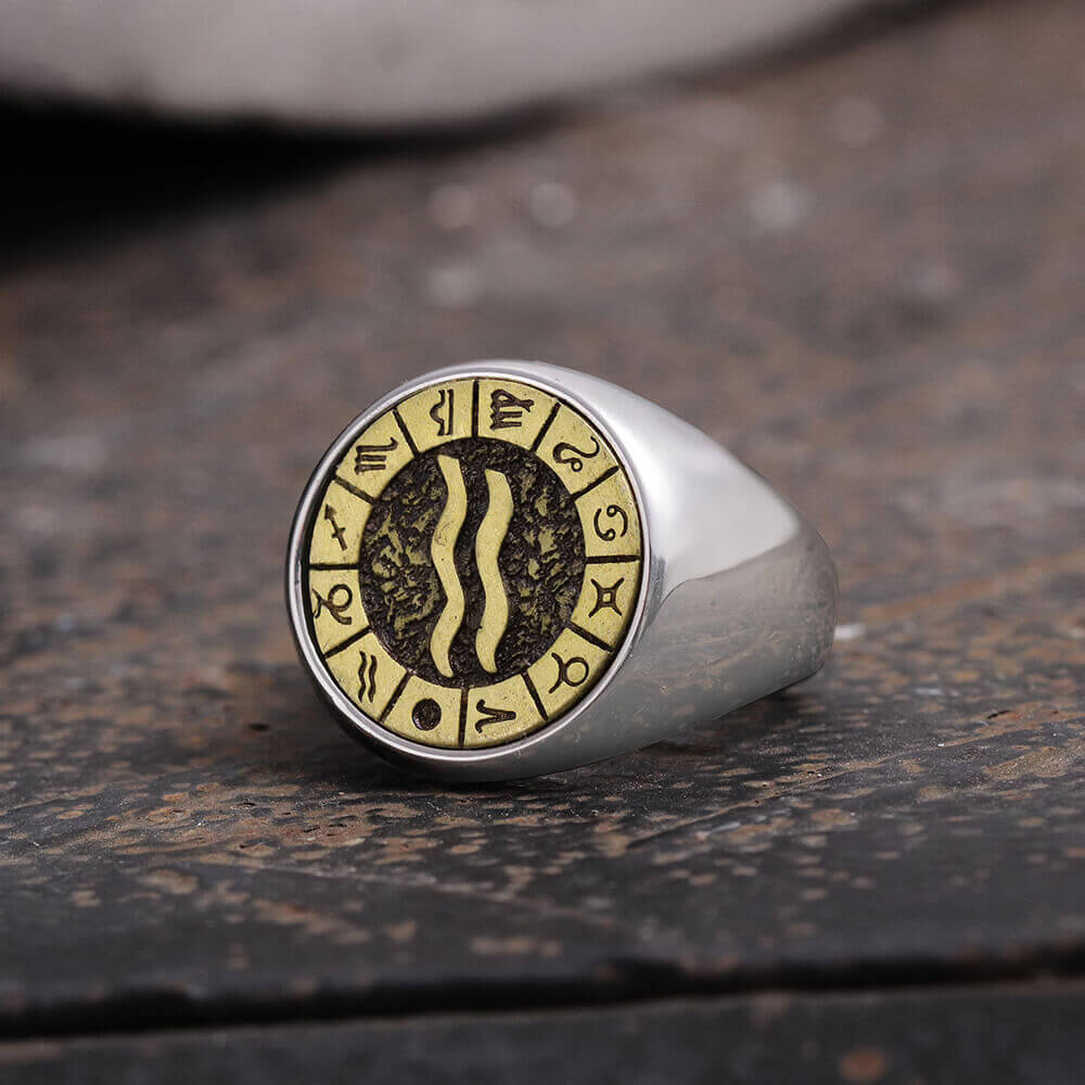 12 Constellation Zodiac Signs Ring in Stainless Steel