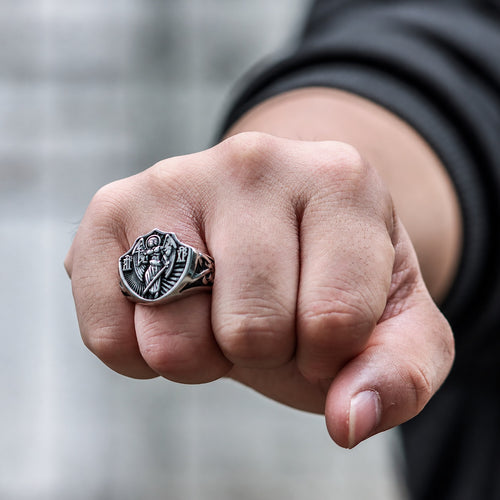 Archangel Guardian Ring in Stainless Steel