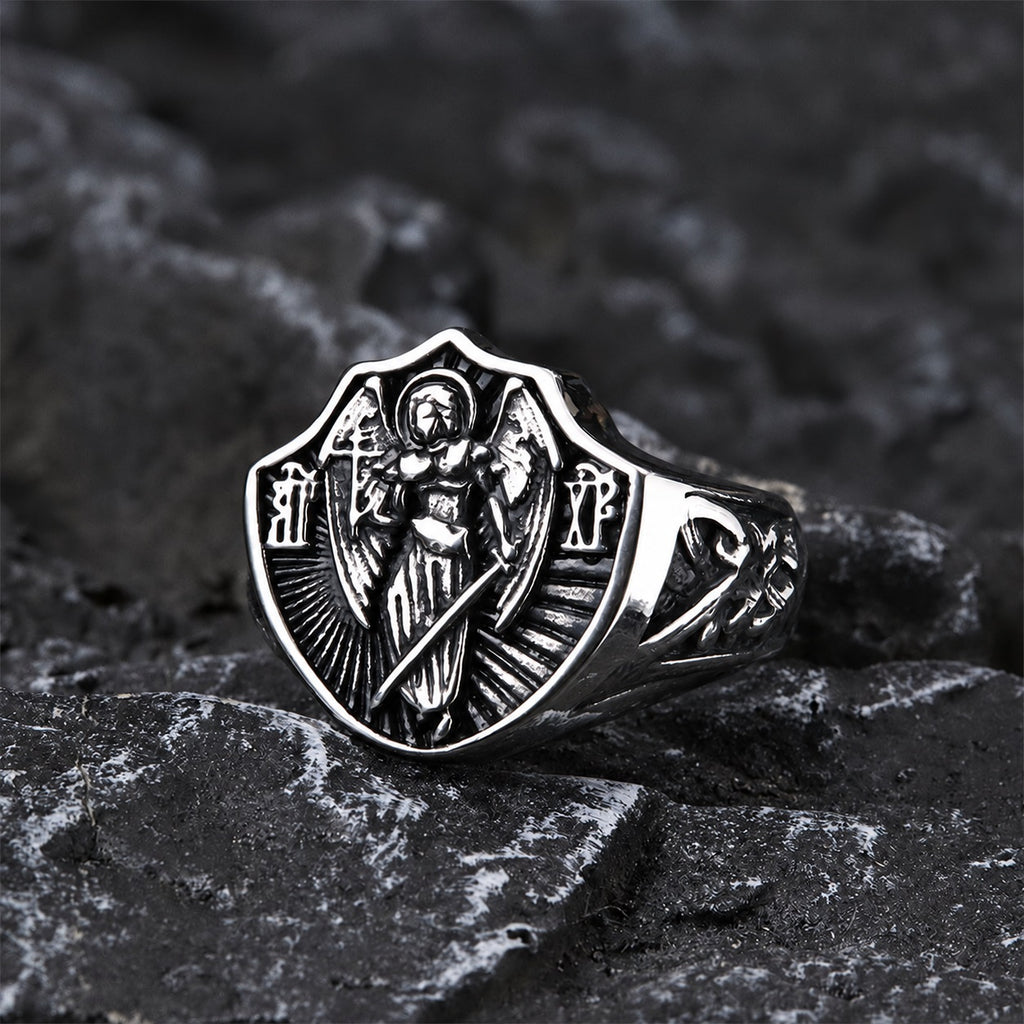 Archangel Guardian Ring in Stainless Steel