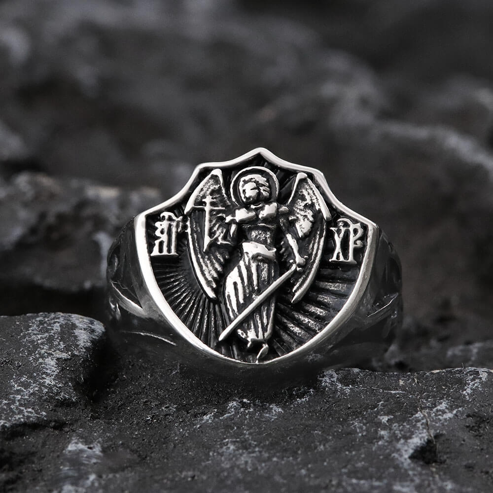 Archangel Guardian Ring in Stainless Steel