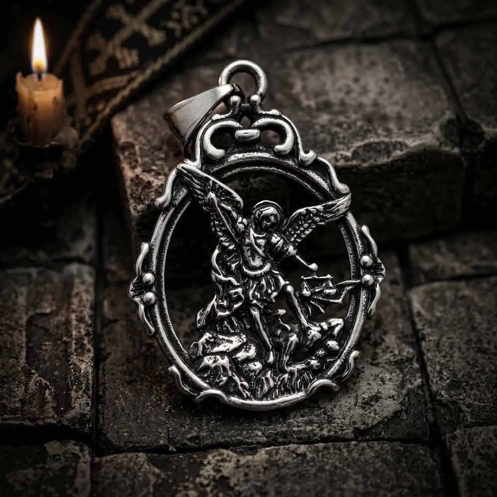 Archangel Michael Sacred Pendant in Stainless Steel