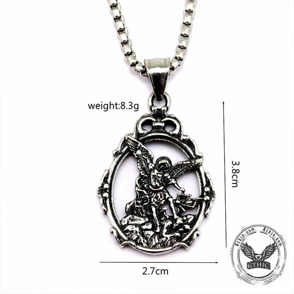 Archangel Michael Sacred Pendant in Stainless Steel