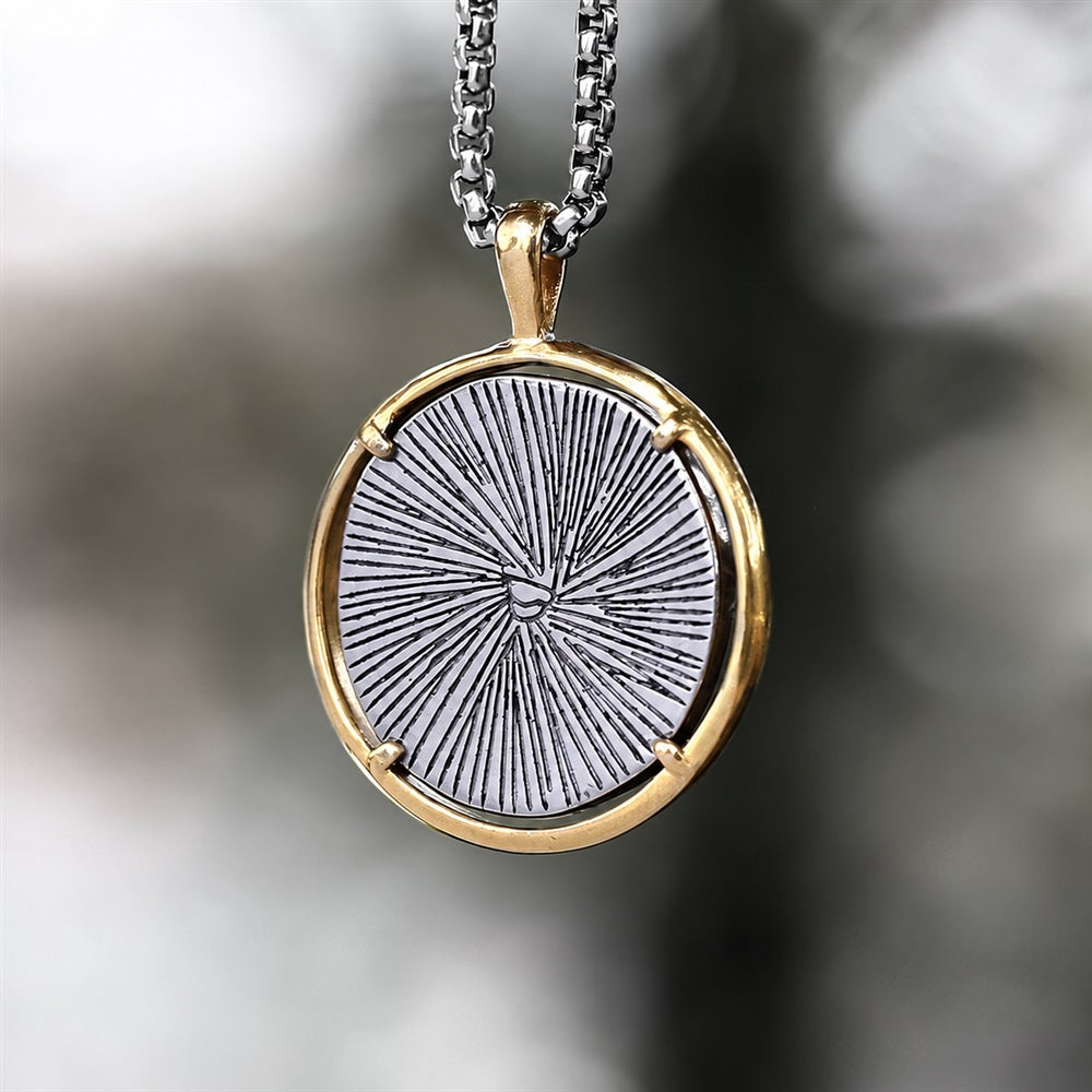 Archangel Saint Michael Coin Necklace in Stainless Steel