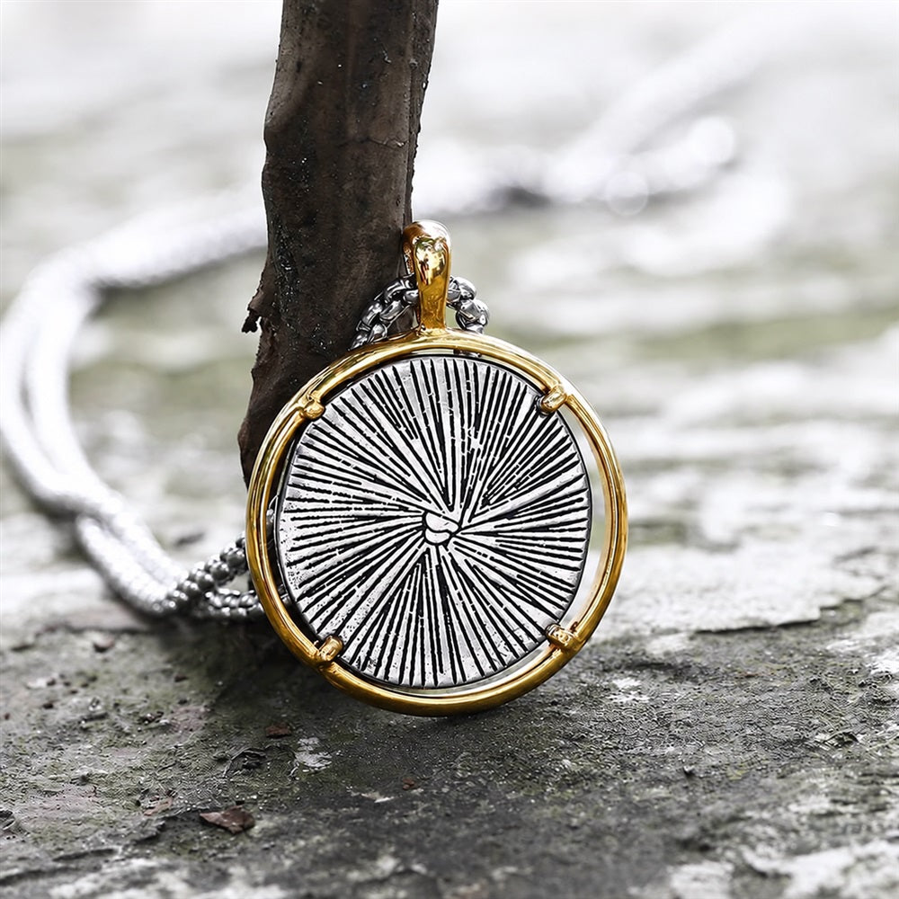 Archangel Saint Michael Coin Necklace in Stainless Steel