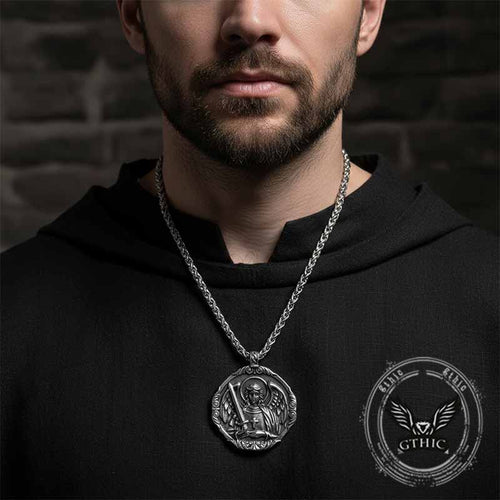 Archangel St. Michael Protects Us Pendant in Stainless Steel