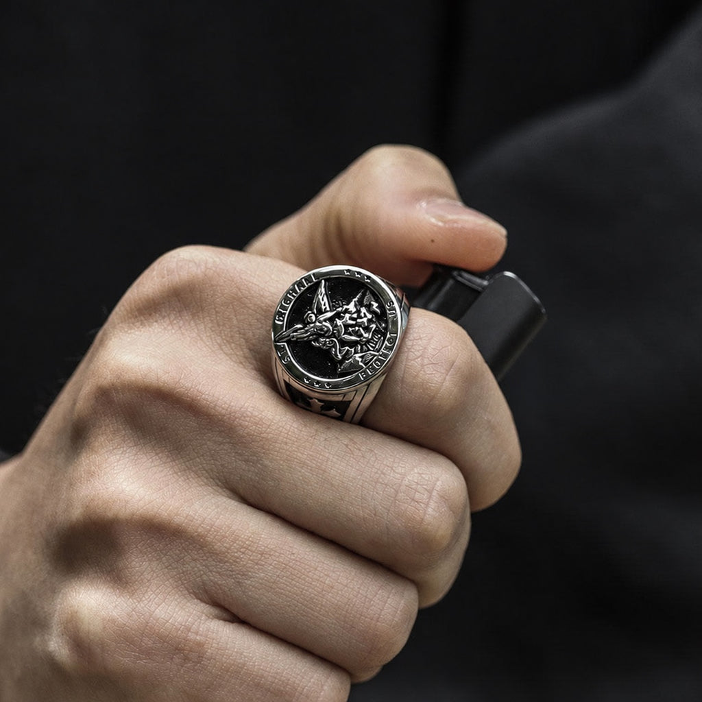 Archangel Saint Michael Ring in Stainless Steel