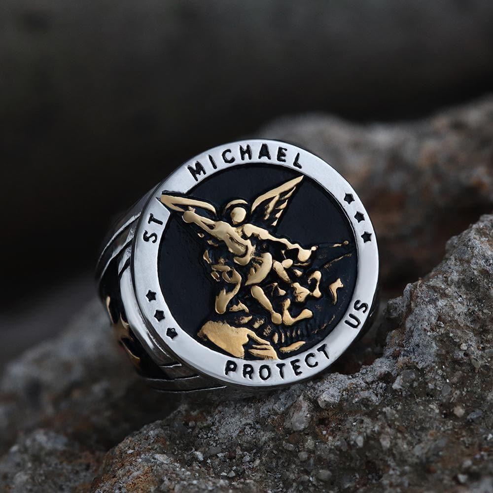 Archangel Saint Michael Ring in Stainless Steel