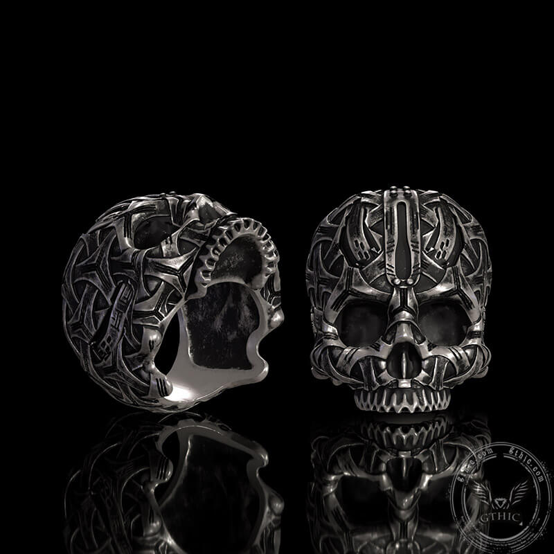 Bandage Woven Sterling Silver Skull Ring