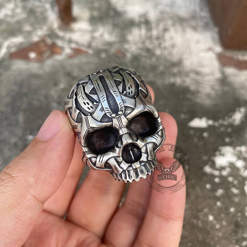 Bandage Woven Sterling Silver Skull Ring