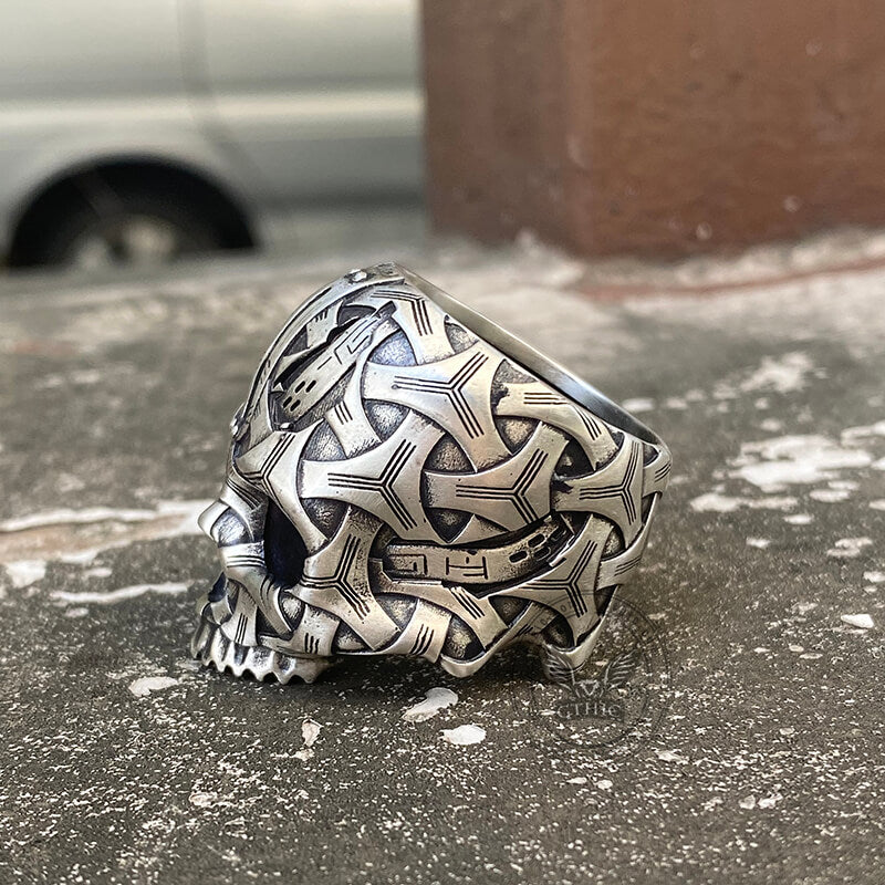 Bandage Woven Sterling Silver Skull Ring