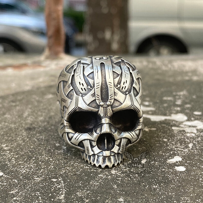Bandage Woven Sterling Silver Skull Ring