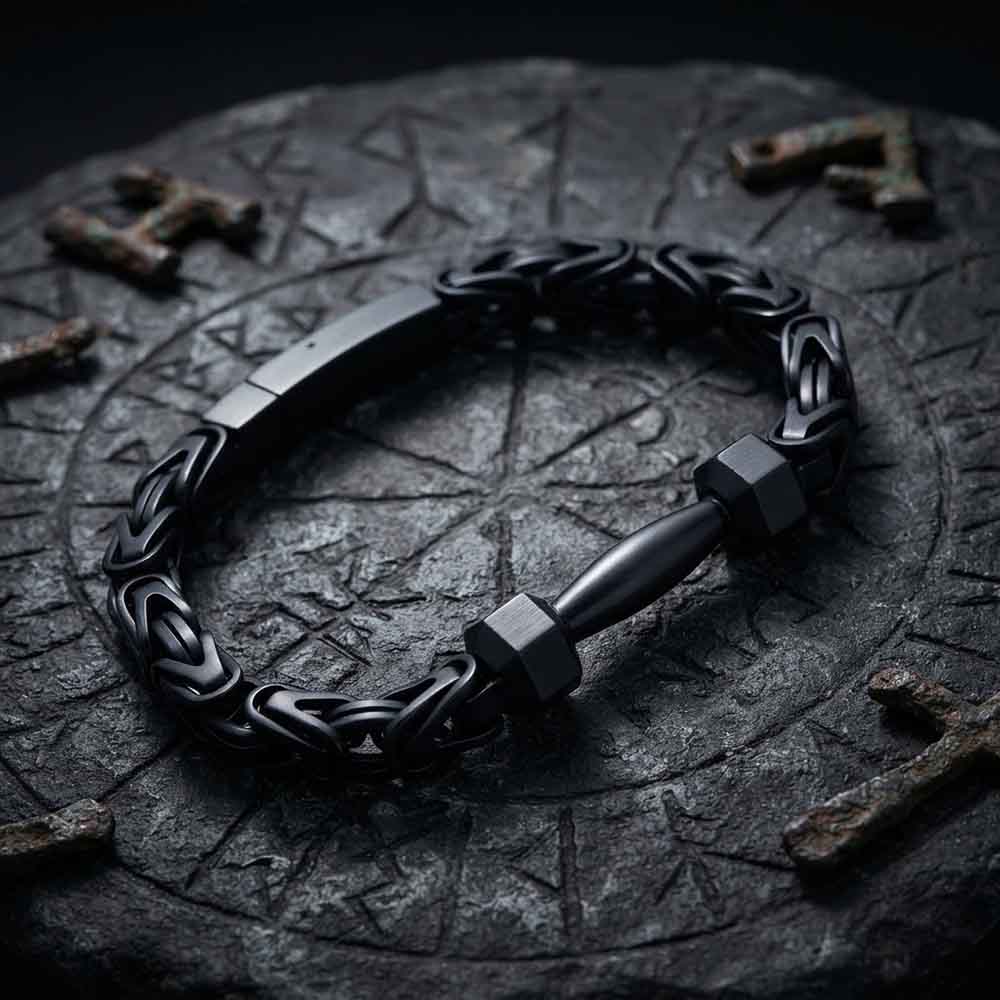Barbell Dumbbell Byzantine Bracelet in Stainless Steel