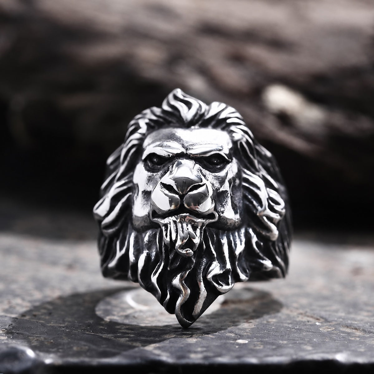 Baroque Lion Ring in Stainless Steel