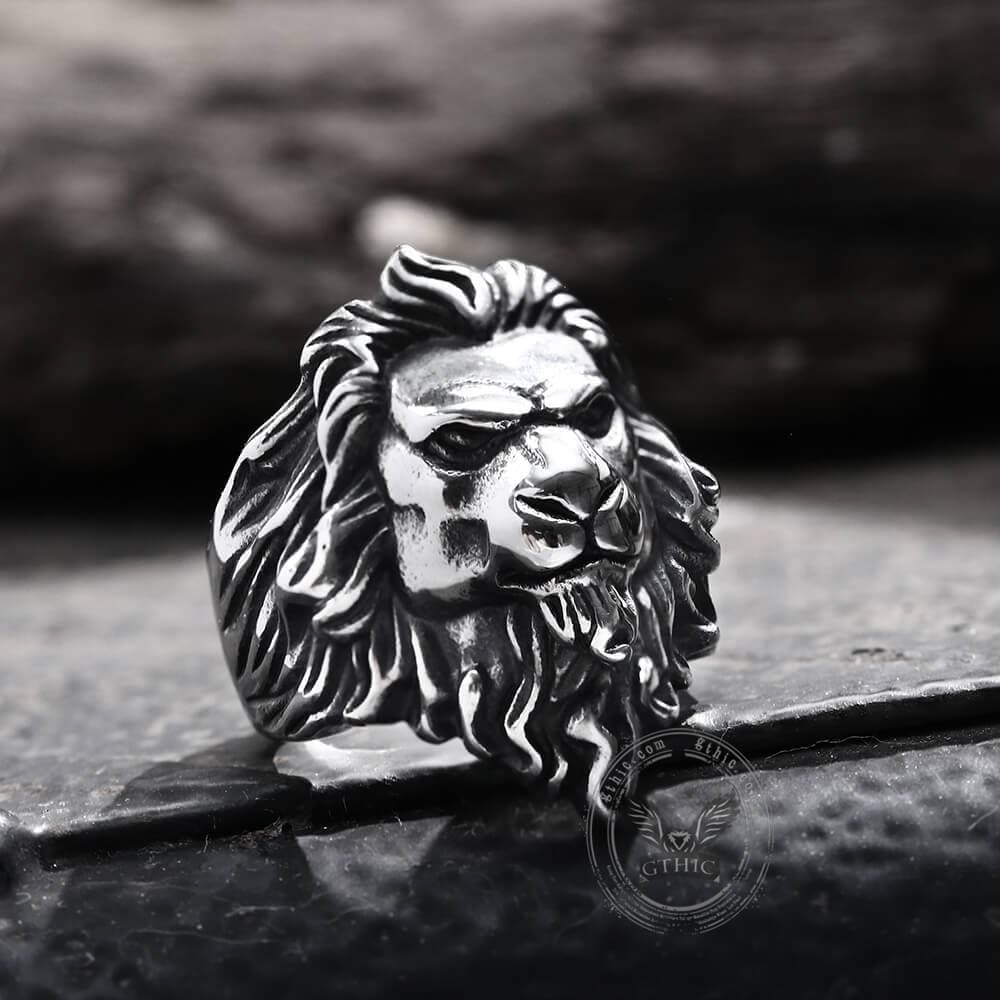 Baroque Lion Ring in Stainless Steel