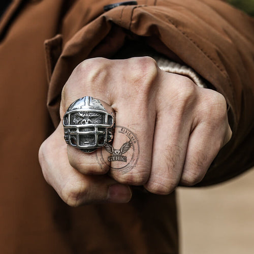 Baseball Helmet Gorilla Ring in Stainless Steel