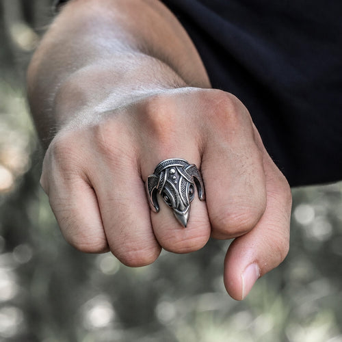 Battle Raven Viking Ring in Stainless Steel