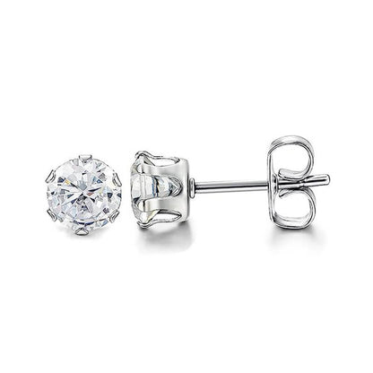 Birthstone Zirconia Stud Earrings in Stainless Steel