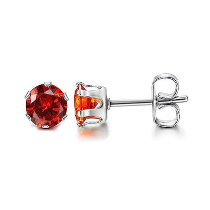 Birthstone Zirconia Stud Earrings in Stainless Steel