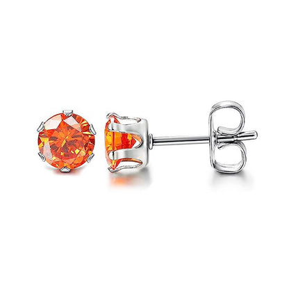 Birthstone Zirconia Stud Earrings in Stainless Steel
