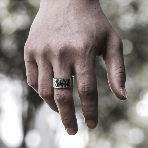 Black Bear Forest Alloy Ring
