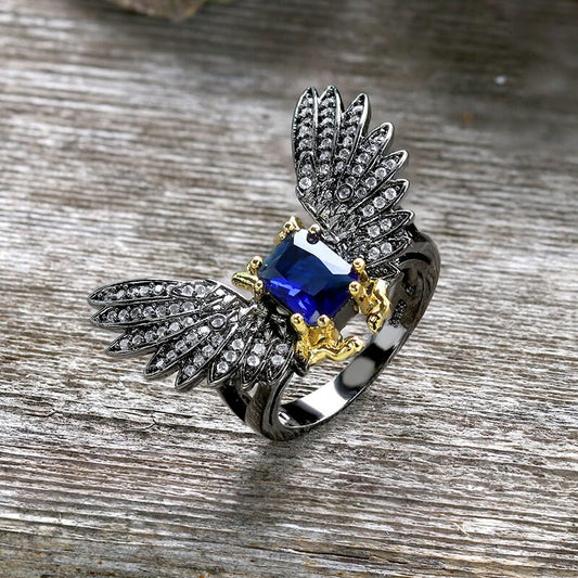 Black Devil Wings Gothic Ring in Brass