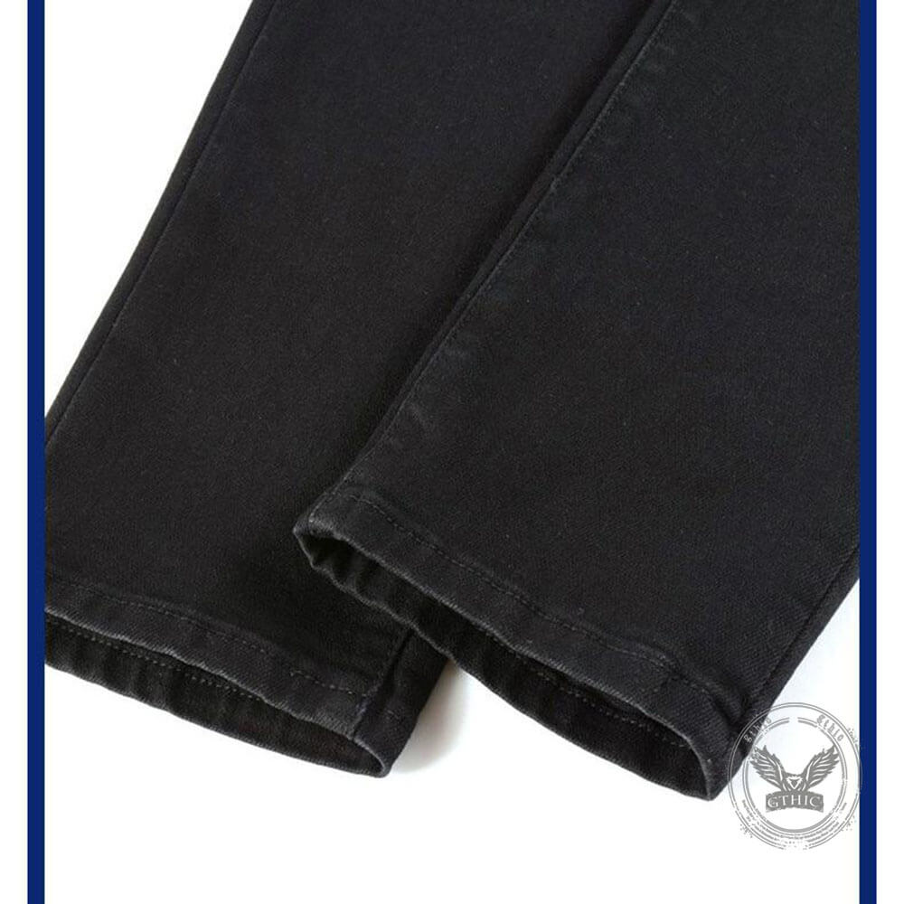 Black Distressed Patch Slim-Fit Skinny Jeans
