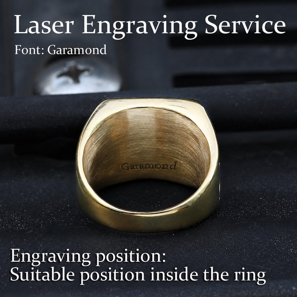 Black Gemstone Masonic Ring in Stainless Steel