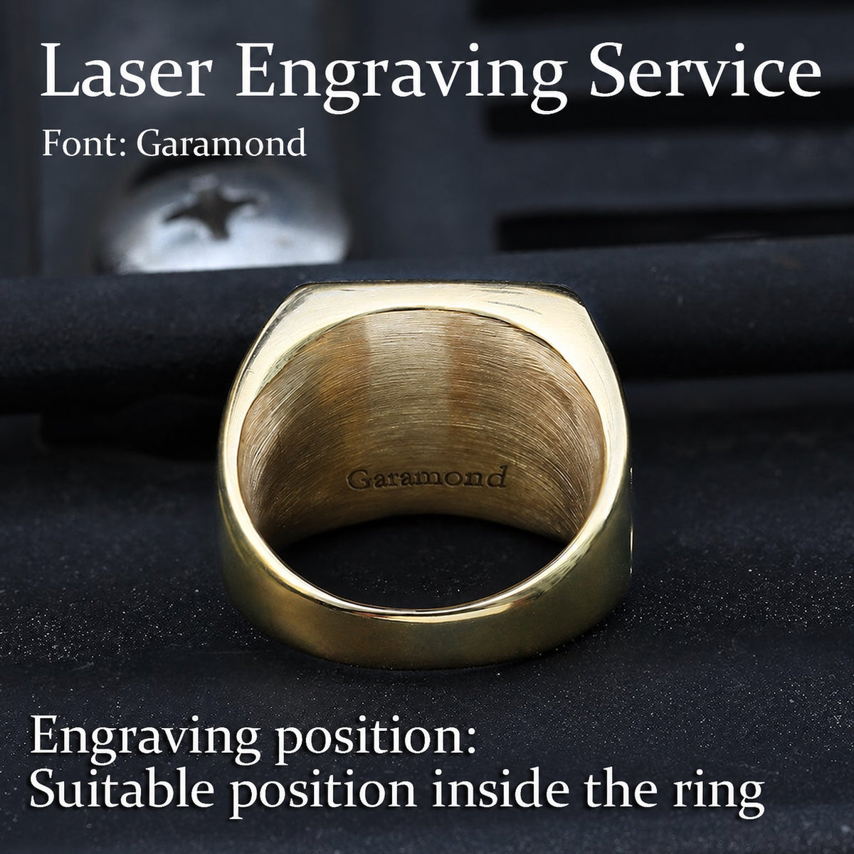 Black Gemstone Masonic Ring in Stainless Steel