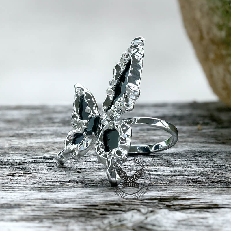 Black Liquid Butterfly Alloy Ring