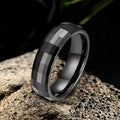 Black Rectangular Faceted Ring in Ceramic