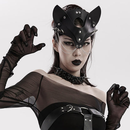 Black Studded Fox Shaped Face Mask